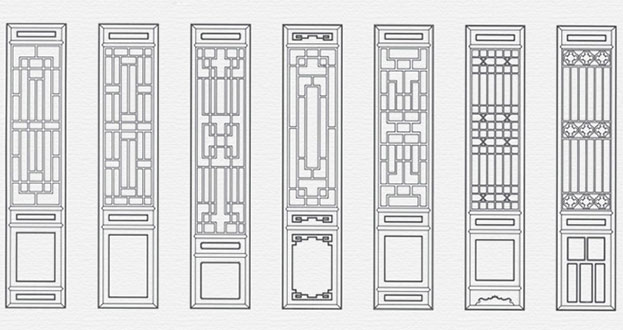 临河常用中式仿古花窗图案隔断设计图